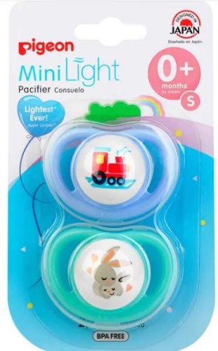 Pigeon Пустышка Baby Minilight Паровозик/зайчики, размер S, с 0 месяцев, 2 штуки